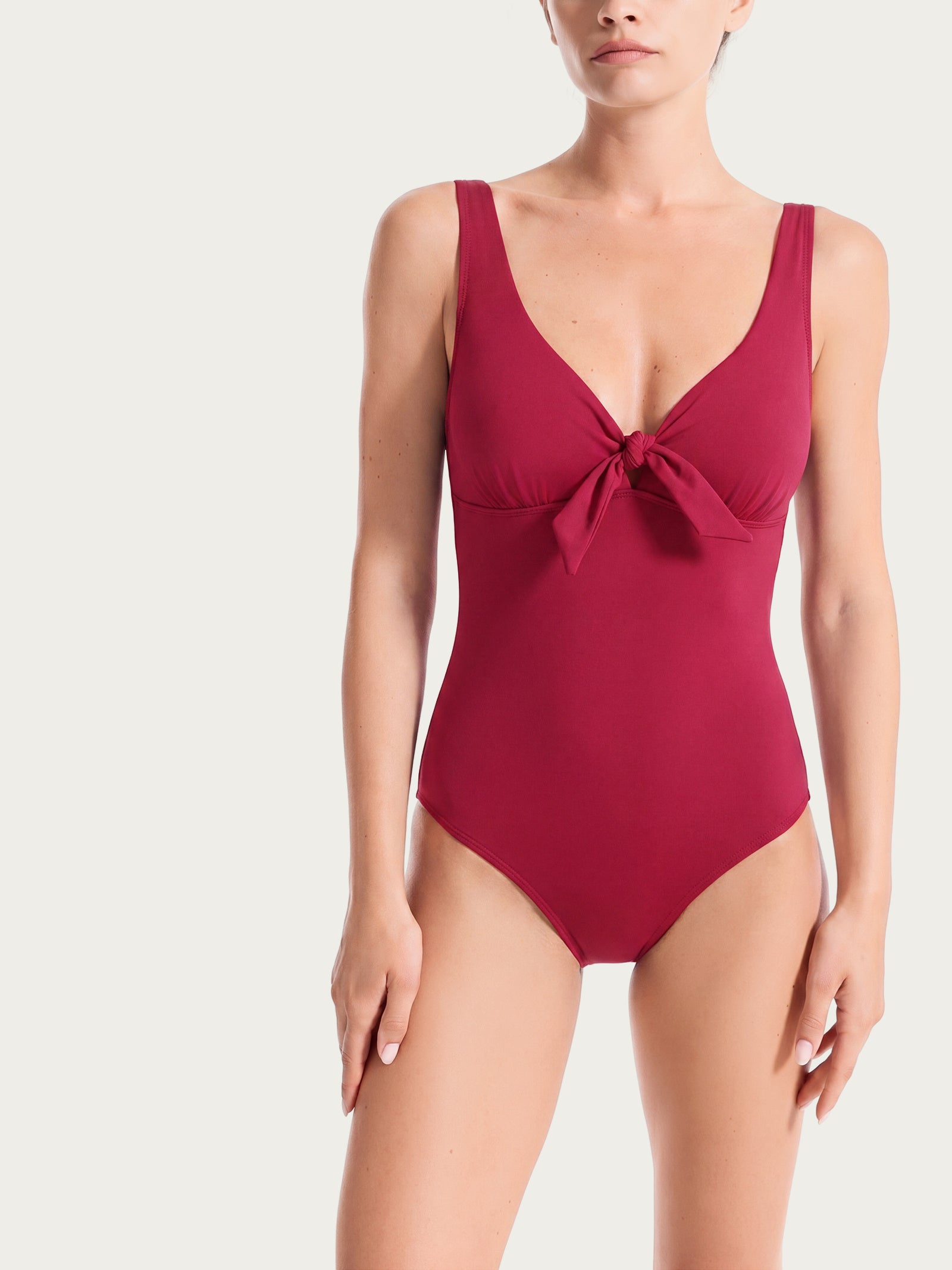 Bañador de una pieza de microfibra elástica roja - Ragno