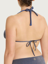 Reggiseno a triangolo personalizzabile in Microfibra Stretch Lurex Blu Donna - Ragno