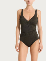 Costume intero con sostegno in Microfibra Stretch con Lurex Neri Donna - Ragno