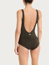 Costume intero con sostegno in Microfibra Stretch con Lurex Neri Donna - Ragno