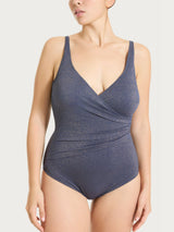 Costume intero con sostegno in Microfibra Stretch con Lurex Blu Donna - Ragno