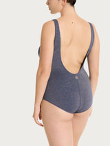 Costume intero con sostegno in Microfibra Stretch con Lurex Blu Donna - Ragno