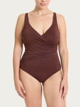 Costume intero con sostegno in Microfibra Stretch con Lurex Marroni Donna - Ragno