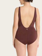 Costume intero con sostegno in Microfibra Stretch con Lurex Marroni Donna - Ragno