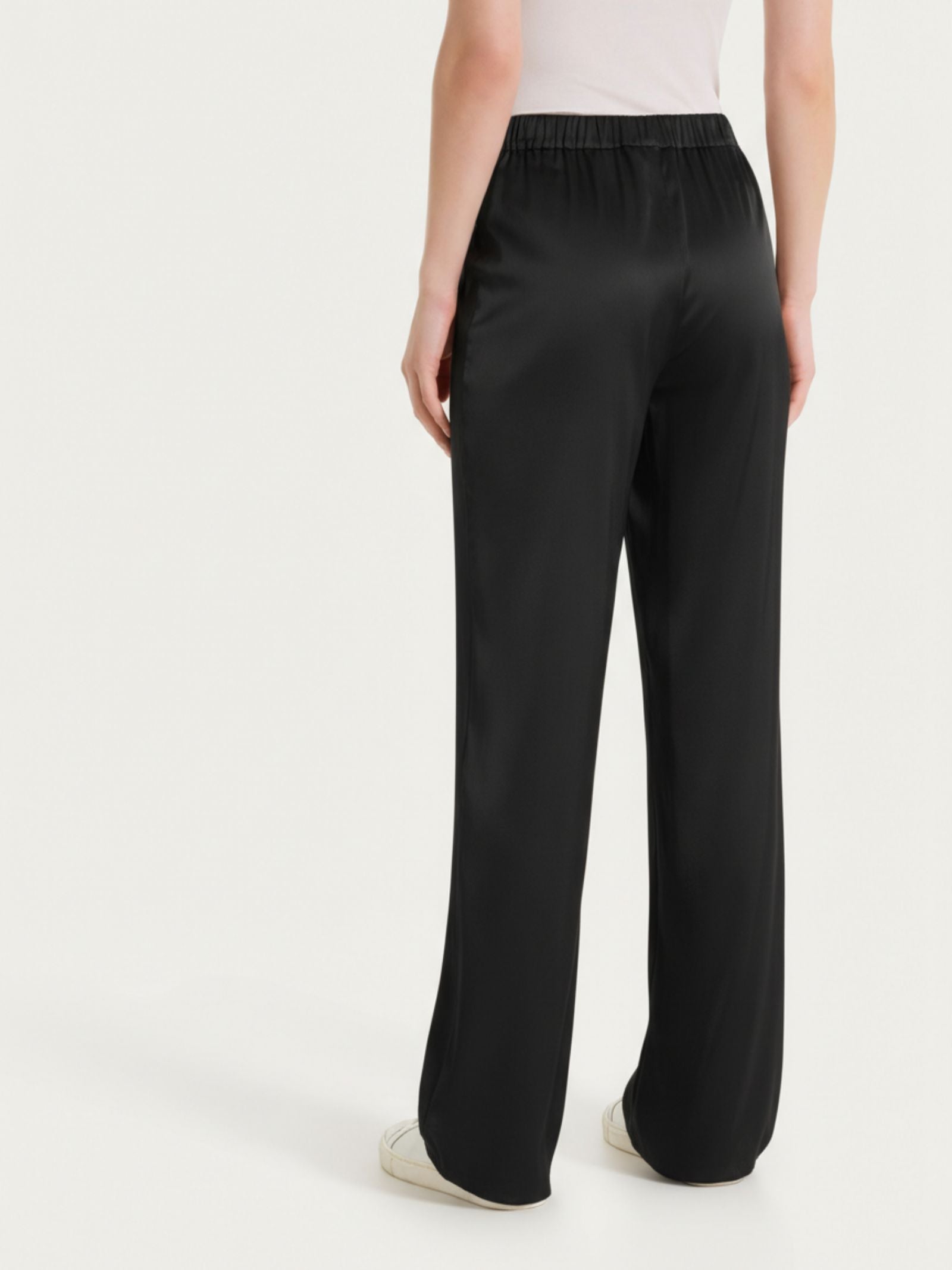 Pantalone ampio in Stretch Satin Neri Donna - Ragno