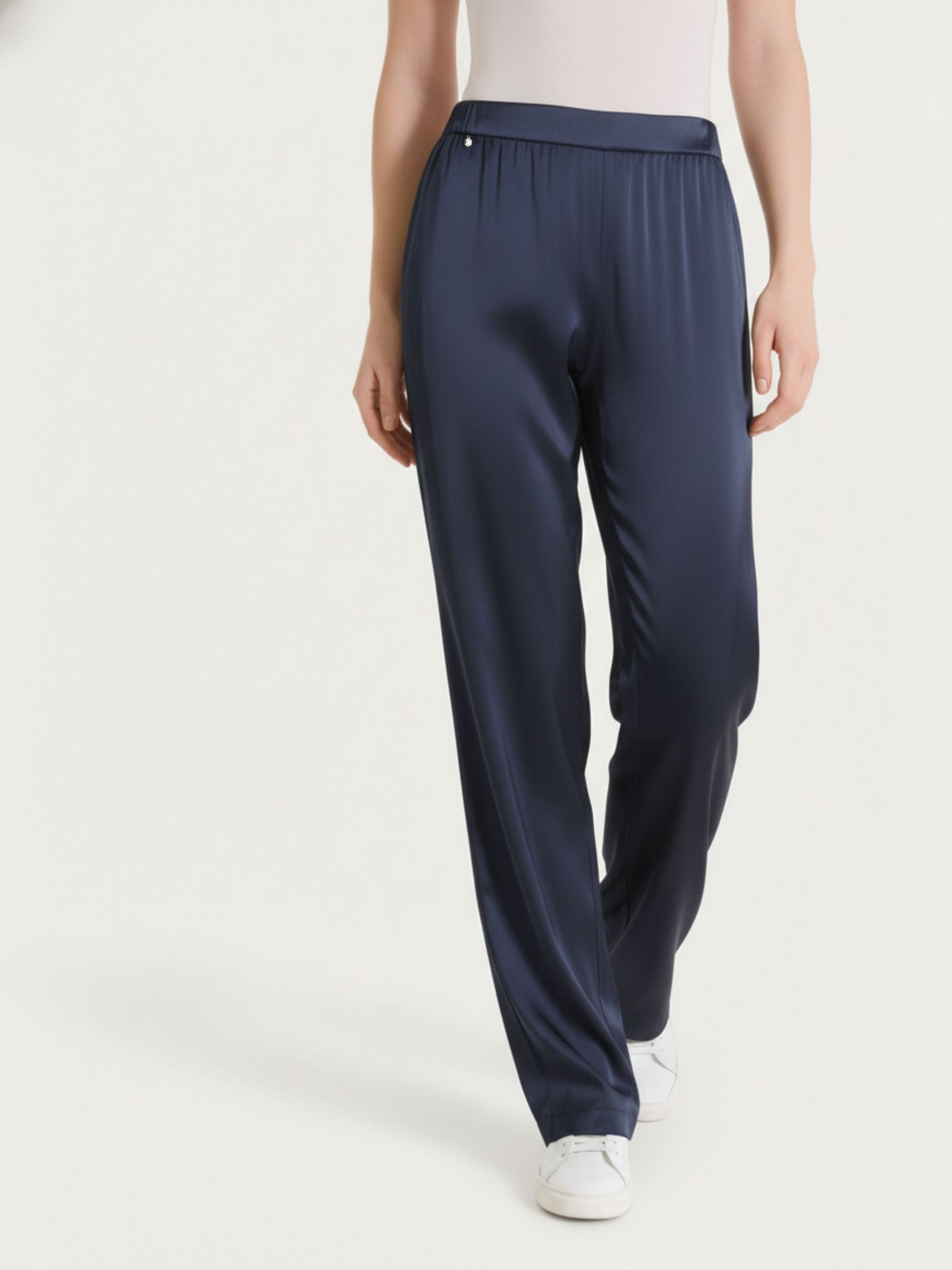 Pantalone ampio in Stretch Satin Blu Donna - Ragno