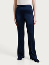 Pantalone ampio in Stretch Satin Blu Donna - Ragno