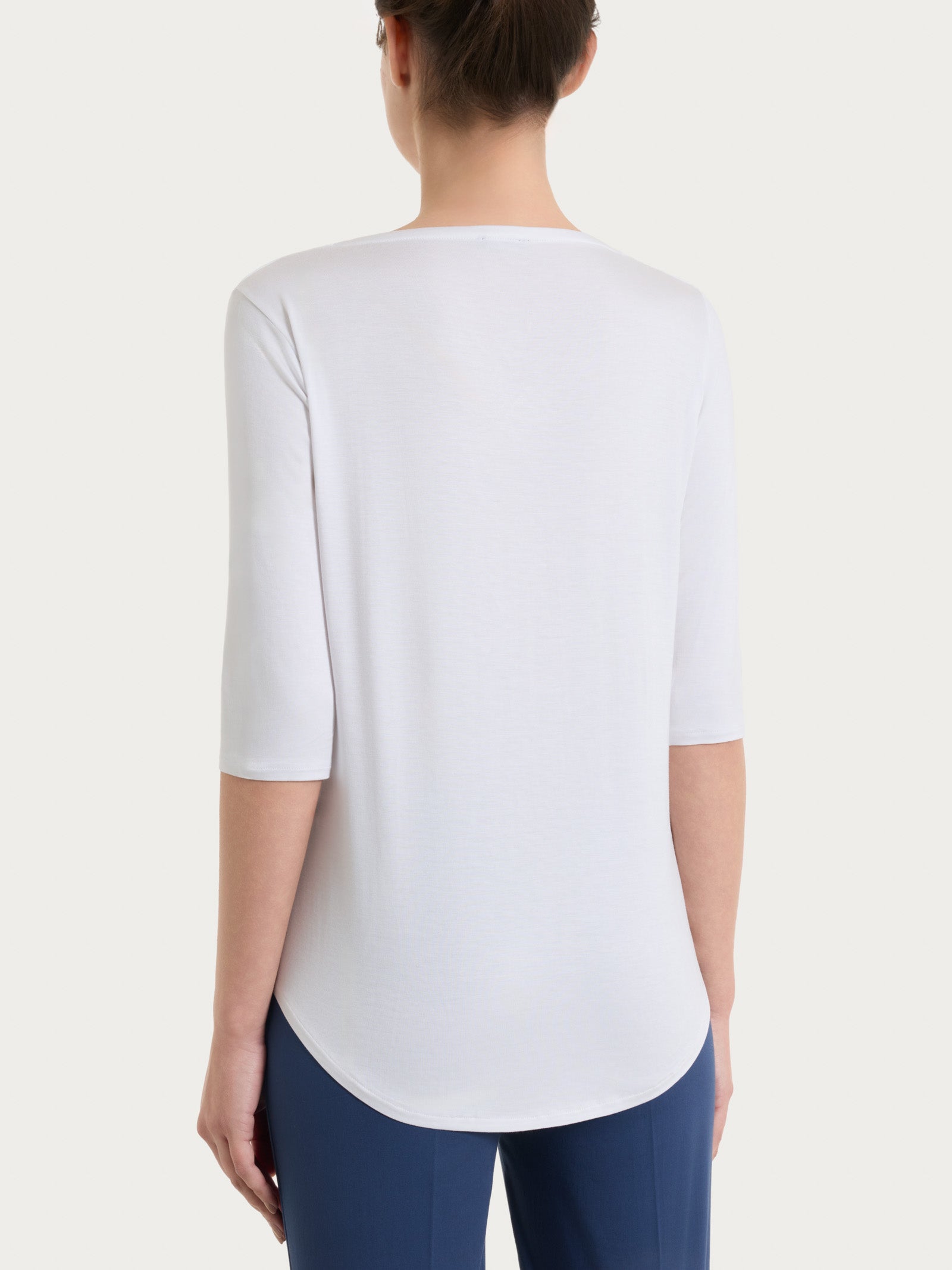 Maglietta con scollo a V incrociato e manica 3/4 in Viscosa Summer Bianchi Donna - Ragno