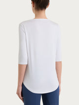 Maglietta con scollo a V incrociato e manica 3/4 in Viscosa Summer Bianchi Donna - Ragno