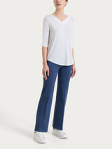 Maglietta con scollo a V incrociato e manica 3/4 in Viscosa Summer Bianchi Donna - Ragno