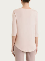 Maglietta con scollo a V incrociato e manica 3/4 in Viscosa Summer Rosa Donna - Ragno
