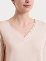 Maglietta con scollo a V incrociato e manica 3/4 in Viscosa Summer Rosa Donna - Ragno