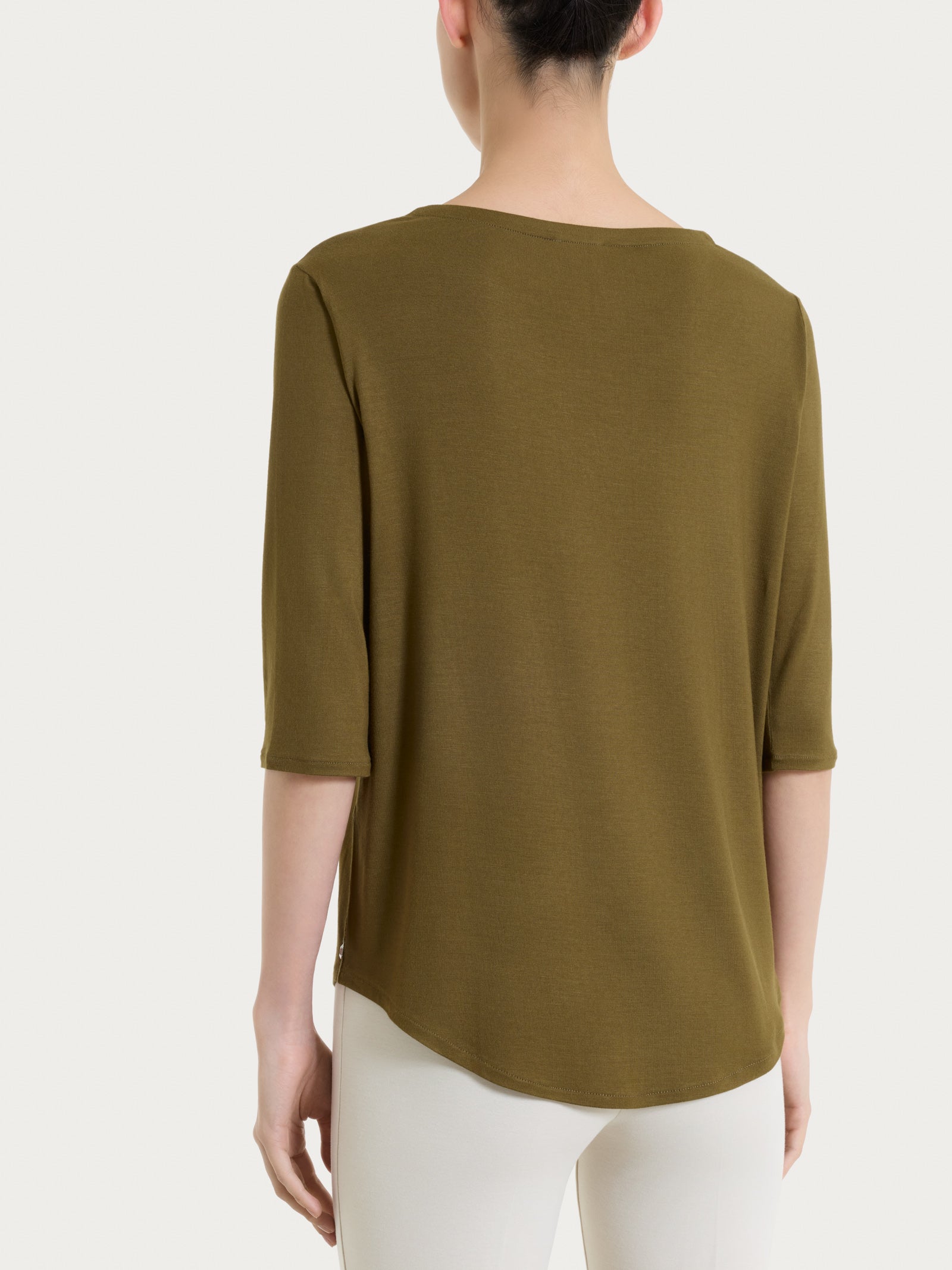 Maglietta con scollo a V incrociato e manica 3/4 in Viscosa Summer Verdi Donna - Ragno