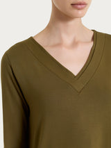 Maglietta con scollo a V incrociato e manica 3/4 in Viscosa Summer Verdi Donna - Ragno