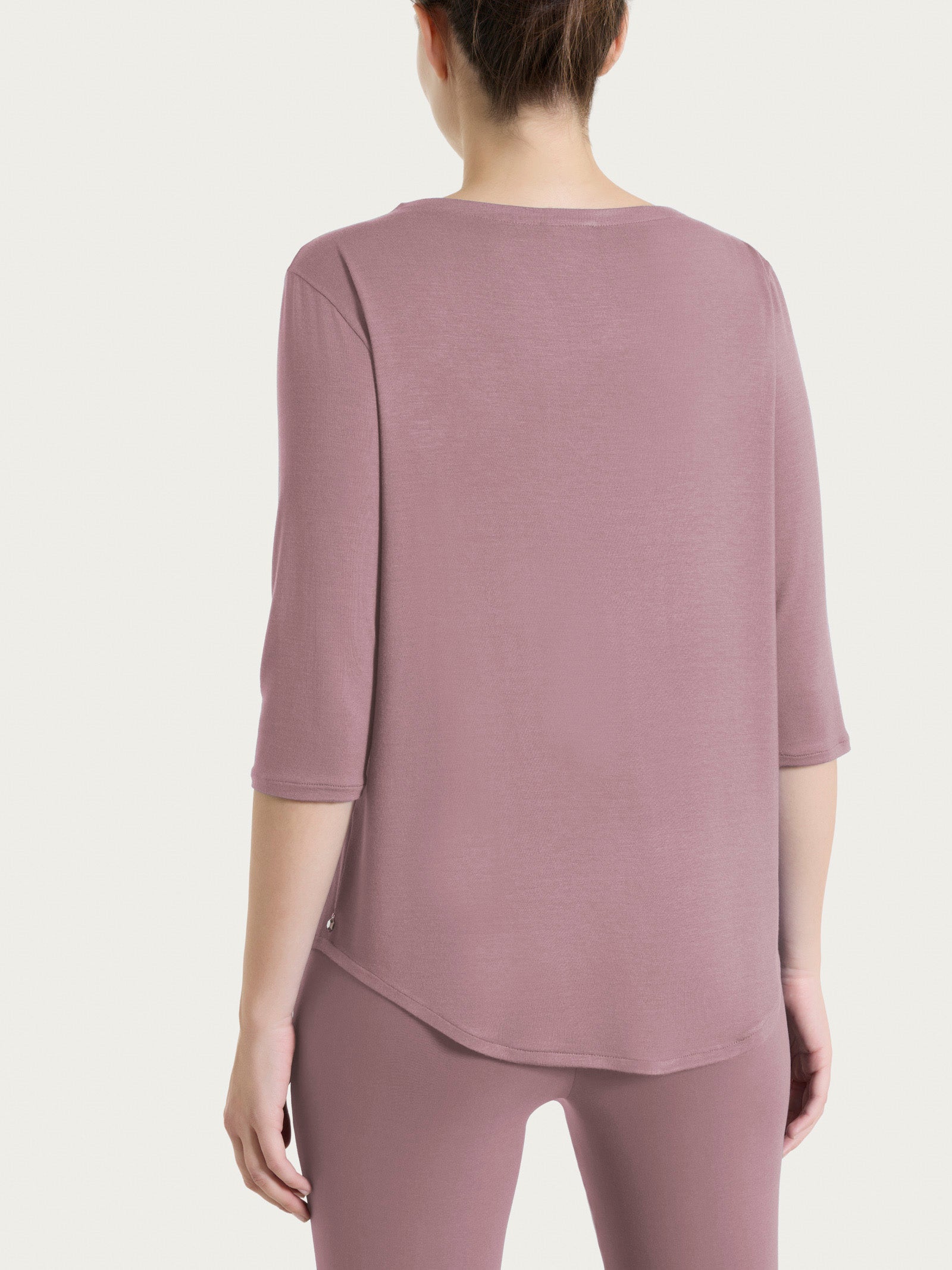 Maglietta con scollo a V incrociato e manica 3/4 in Viscosa Summer Viola Donna - Ragno