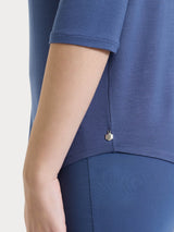 Maglietta con scollo a V incrociato e manica 3/4 in Viscosa Summer Blu Donna - Ragno