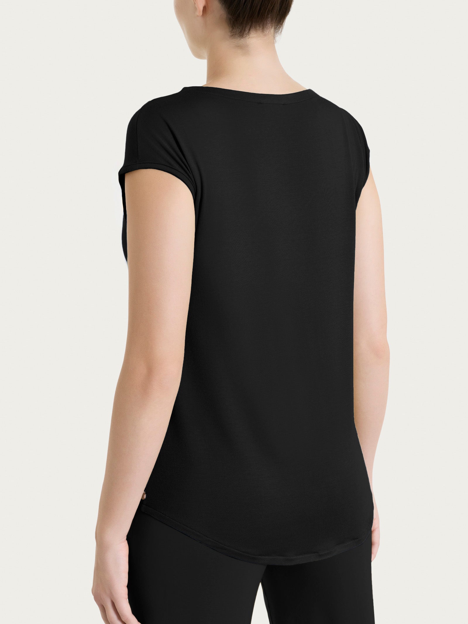 Maglietta con scollo a V incrociato in Viscosa Summer Neri Donna - Ragno