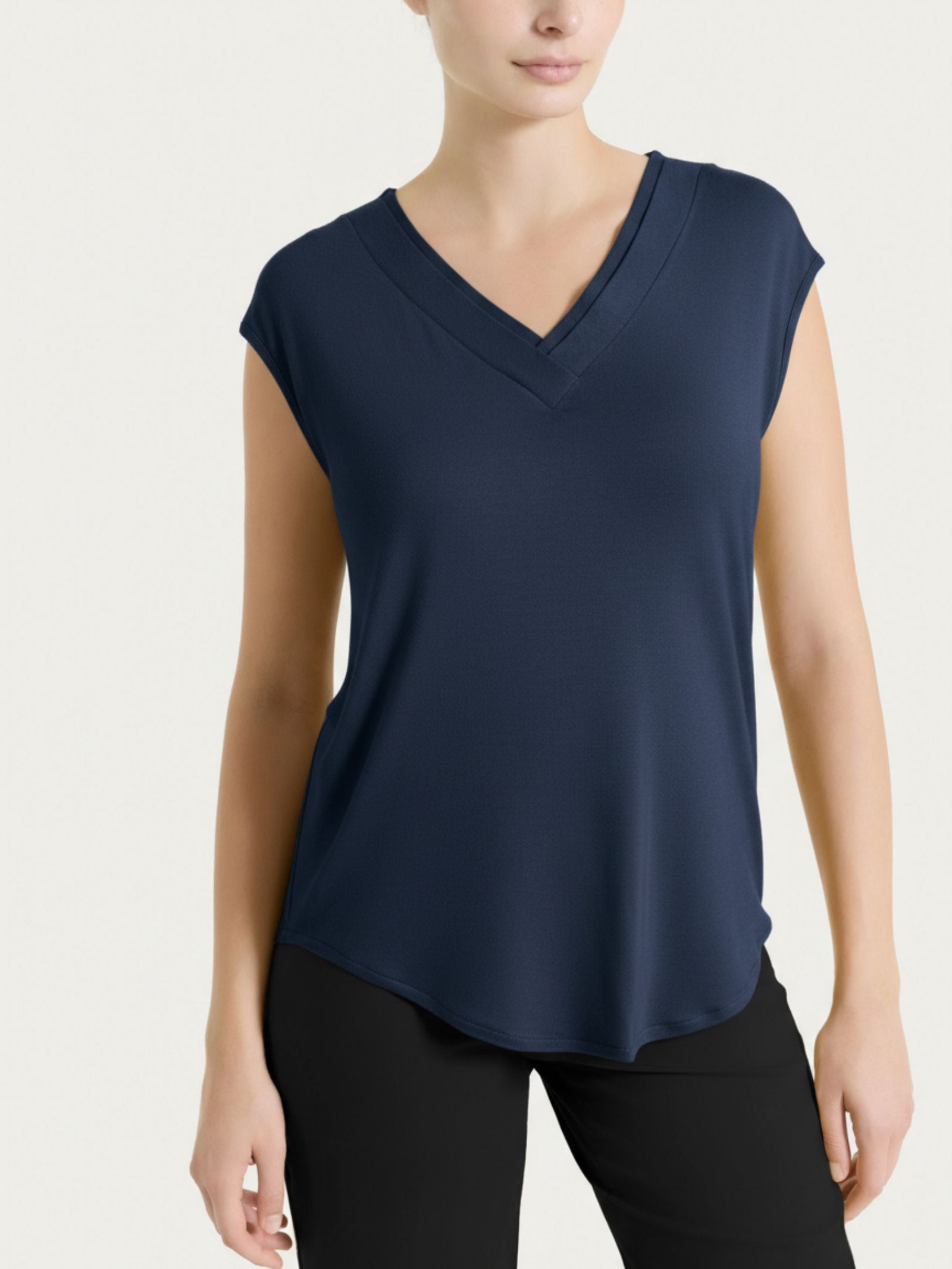 Maglietta con scollo a V incrociato in Viscosa Summer Blu Donna - Ragno