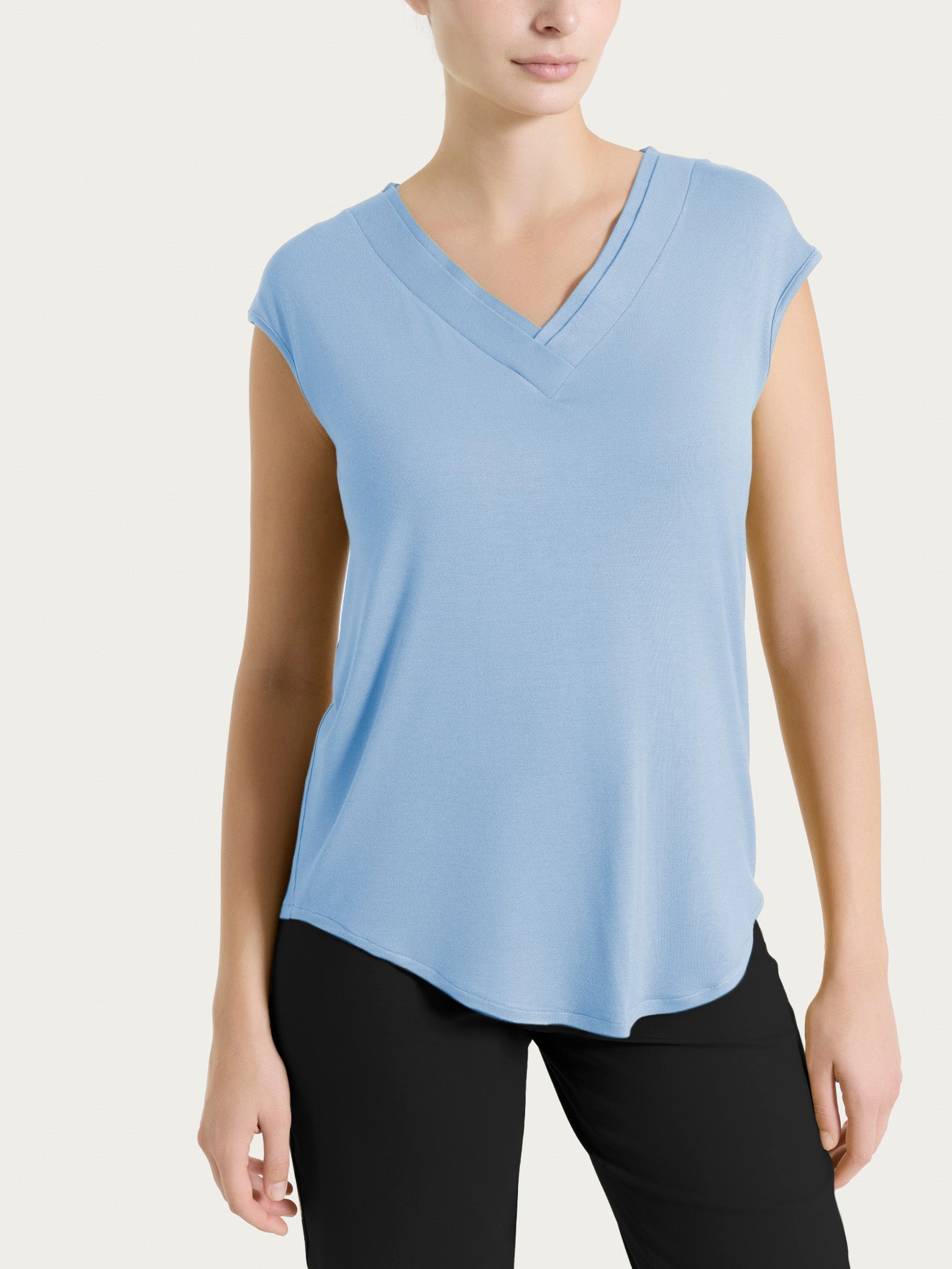 Maglietta con scollo a V incrociato in Viscosa Summer Azzurri Donna - Ragno