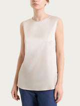 Top con spalla larga in Stretch Satin Bianchi Donna - Ragno