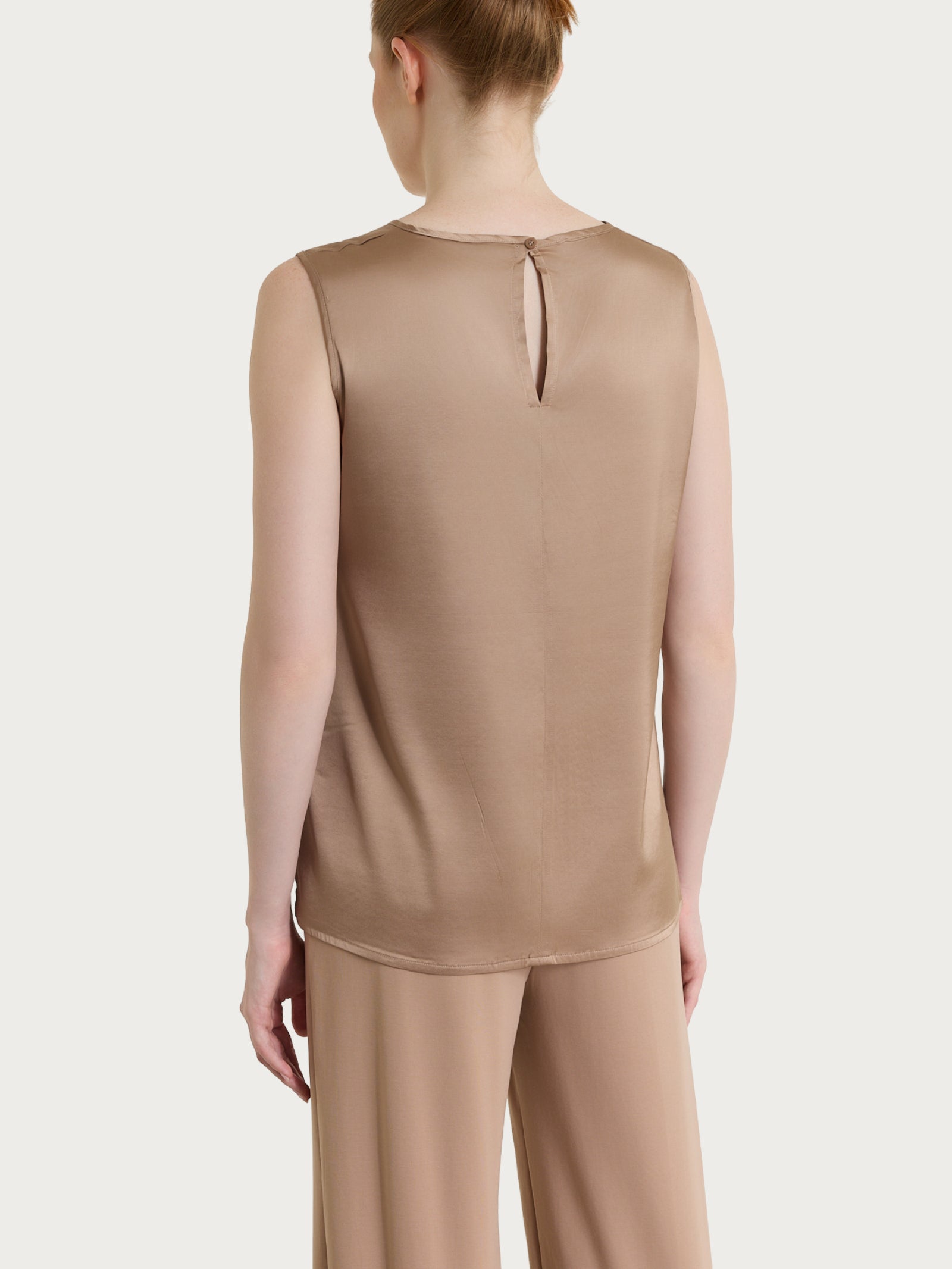 Top con spalla larga in Stretch Satin Marroni Donna - Ragno