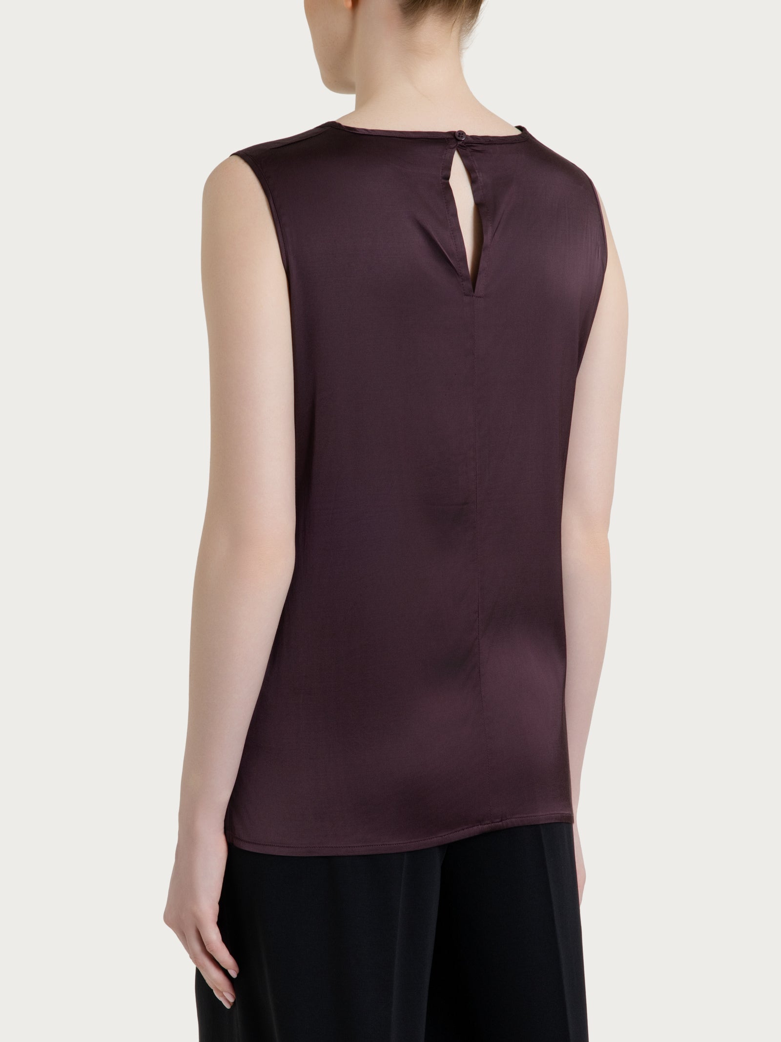 Top con spalla larga in Stretch Satin Marroni Donna - Ragno