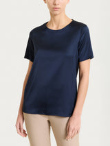 Maglietta con manica corta in Stretch Satin Blu Donna - Ragno