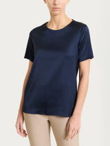 Maglietta con manica corta in Stretch Satin Blu Donna - Ragno