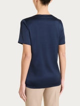Maglietta con manica corta in Stretch Satin Blu Donna - Ragno