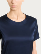 Maglietta con manica corta in Stretch Satin Blu Donna - Ragno