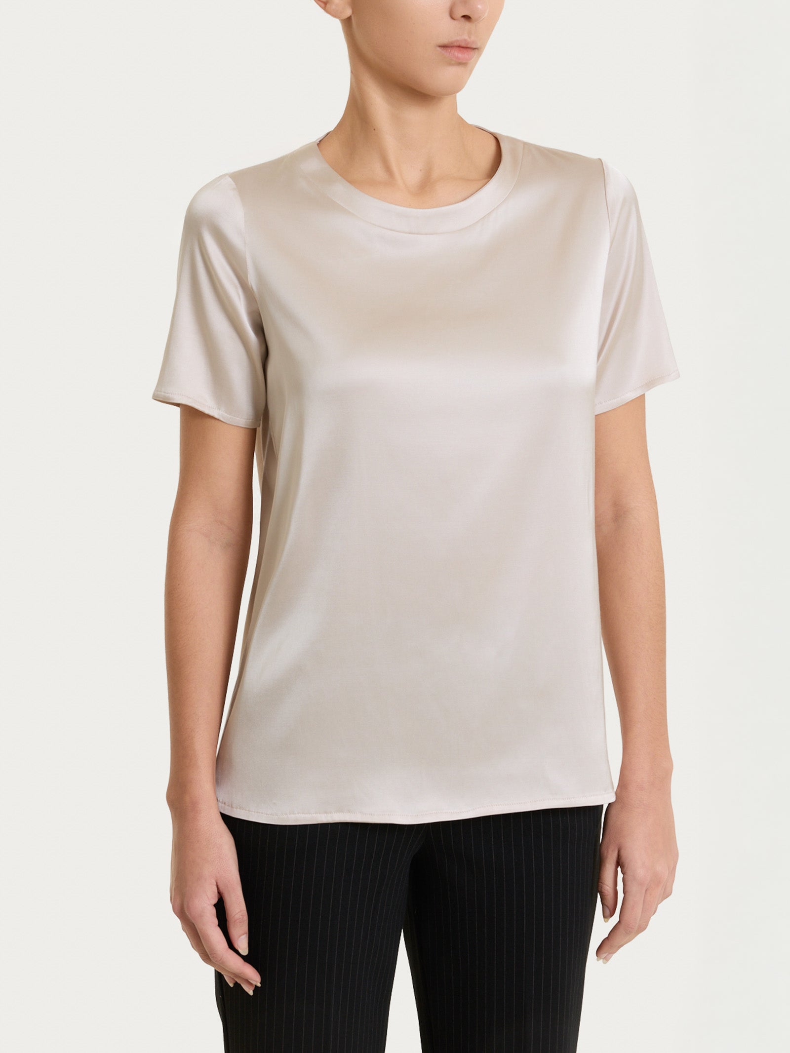 Maglietta con manica corta in Stretch Satin Bianchi Donna - Ragno
