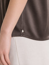 Maglietta con manica corta in Stretch Satin Marroni Donna - Ragno