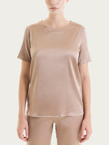 Maglietta con manica corta in Stretch Satin Marroni Donna - Ragno