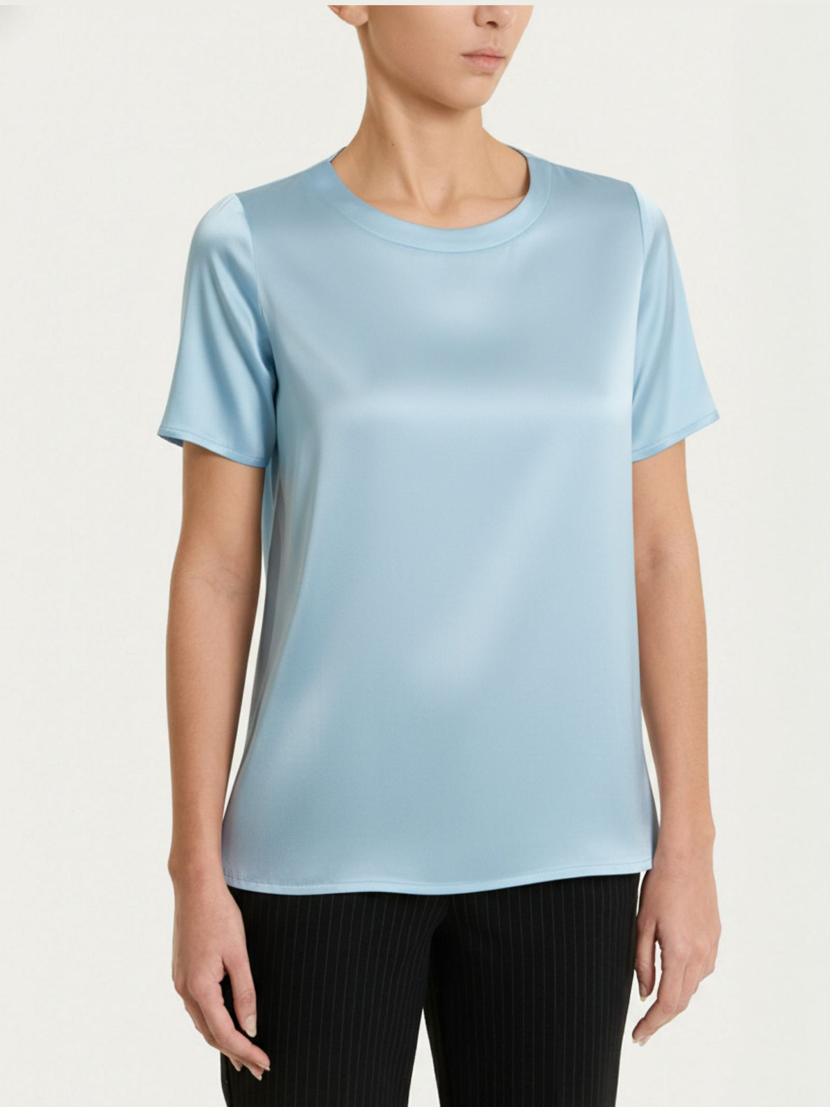 Maglietta con manica corta in Stretch Satin Azzurri Donna - Ragno