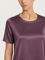 Maglietta con manica corta in Stretch Satin Viola Donna - Ragno