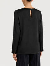 Blusa con manica lunga in Stretch Satin Neri Donna - Ragno