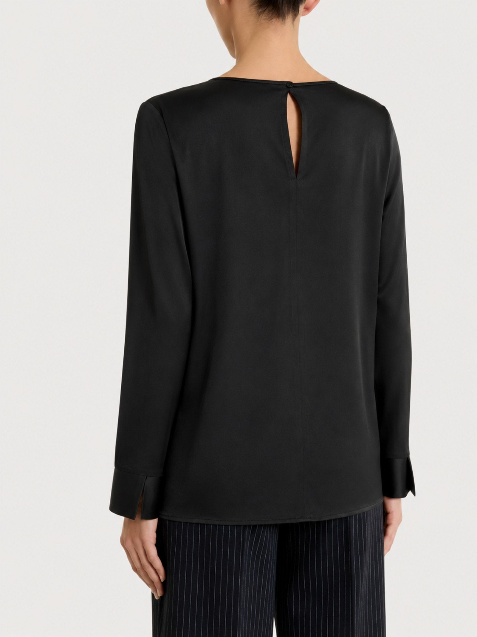 Blusa con manica lunga in Stretch Satin Neri Donna - Ragno