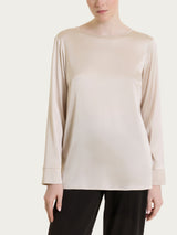 Blusa con manica lunga in Stretch Satin Bianchi Donna - Ragno