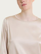Blusa con manica lunga in Stretch Satin Bianchi Donna - Ragno