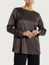 Blusa con manica lunga in Stretch Satin Marroni Donna - Ragno