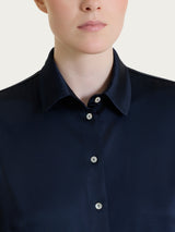 Camicia con manica lunga in Stretch Satin Blu Donna - Ragno