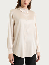 Camicia con manica lunga in Stretch Satin Bianchi Donna - Ragno