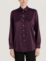 Camicia con manica lunga in Stretch Satin Viola Donna - Ragno