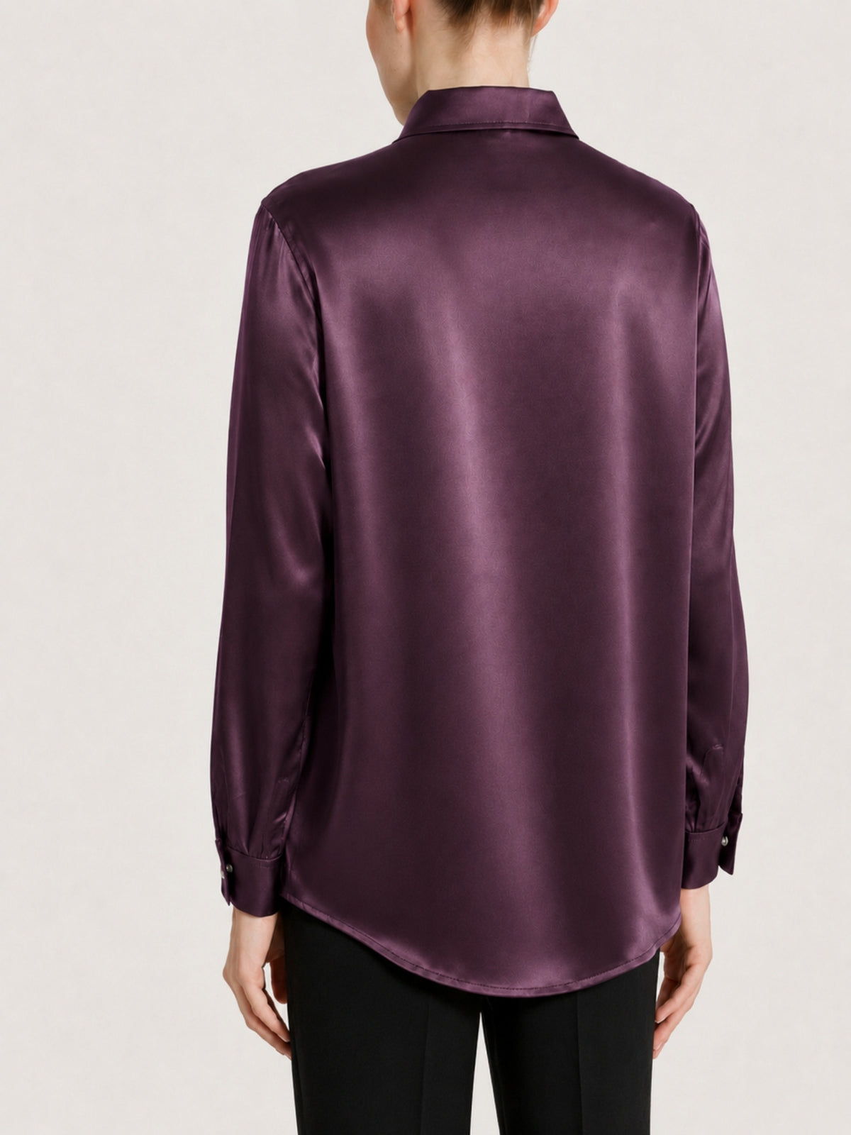 Langärmliges Hemd aus violettem Stretch-Satin für Damen – Ragno