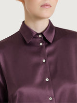 Camicia con manica lunga in Stretch Satin Viola Donna - Ragno