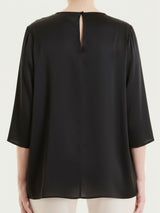 Blusa con manica 3/4 in Stretch Satin Neri Donna - Ragno