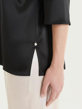Blusa con manica 3/4 in Stretch Satin Neri Donna - Ragno