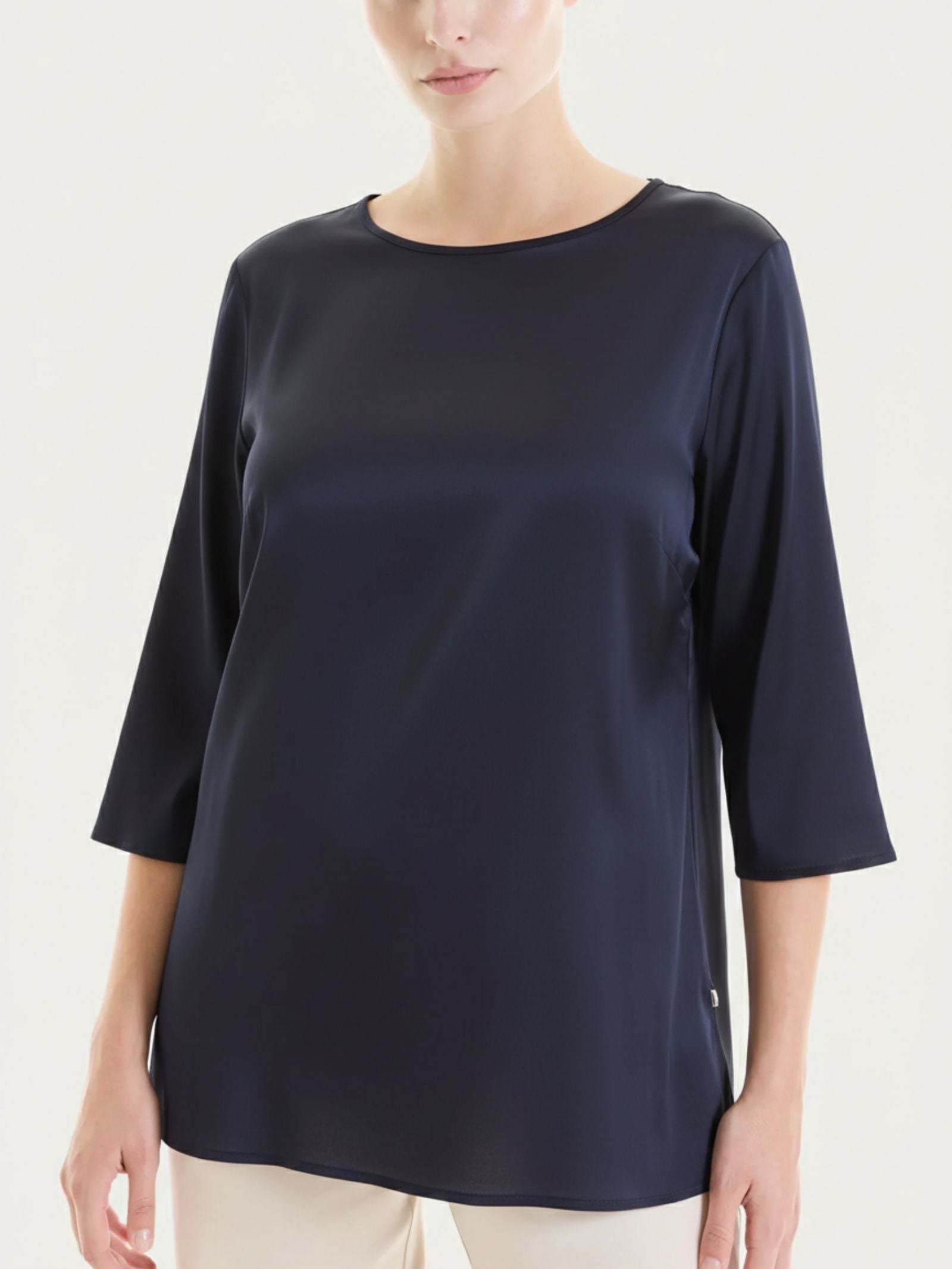 Blusa con manica 3/4 in Stretch Satin Blu Donna - Ragno
