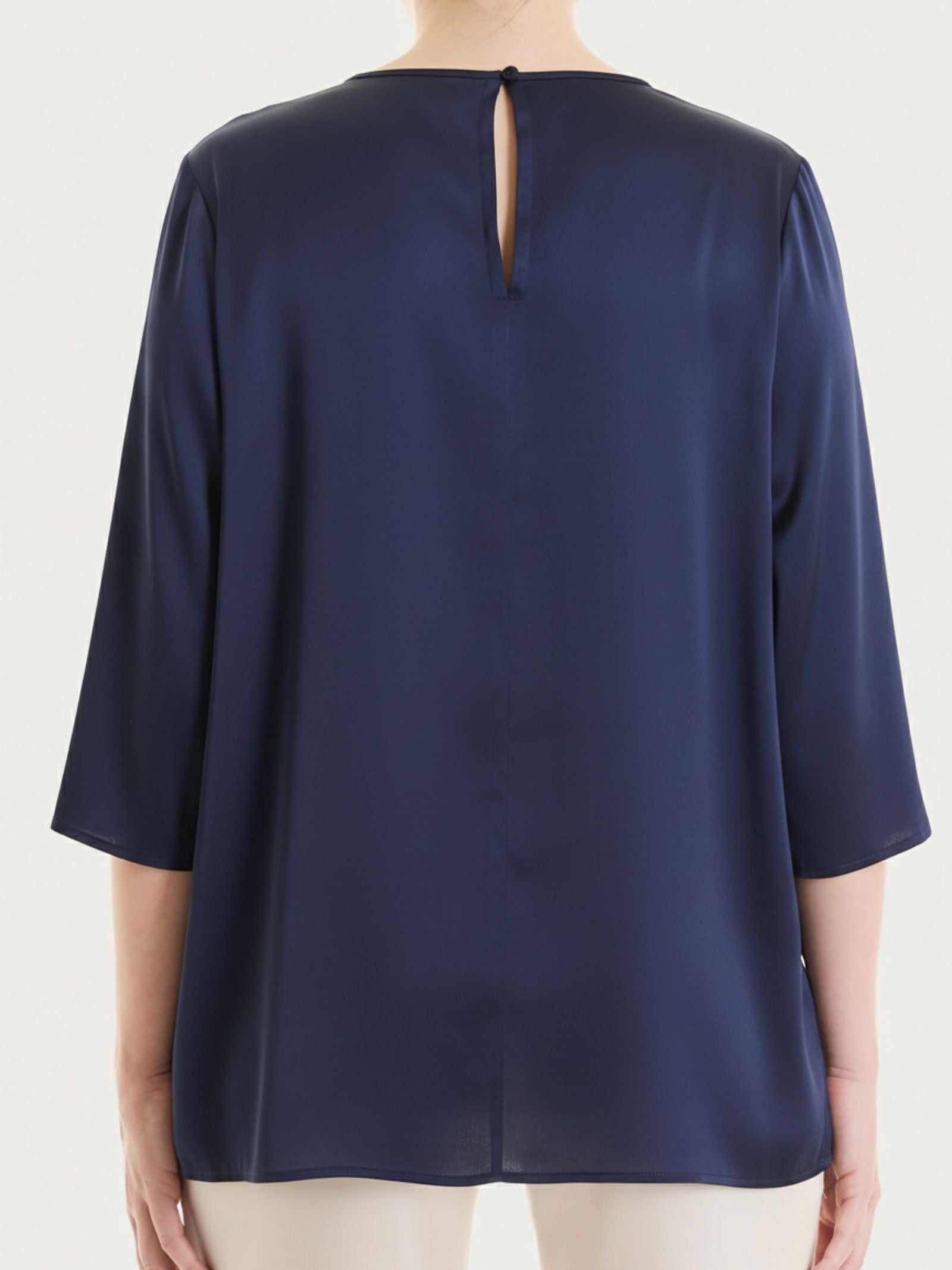 Blusa con manica 3/4 in Stretch Satin Blu Donna - Ragno