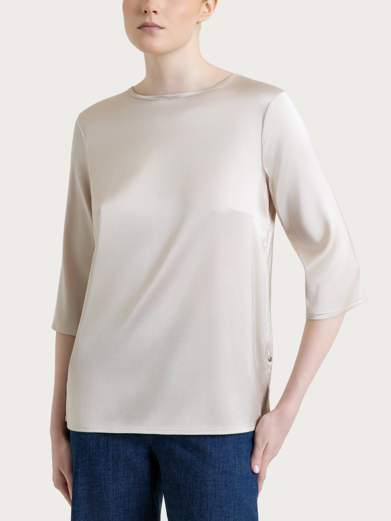 Blusa con manica 3/4 in Stretch Satin Bianchi Donna - Ragno
